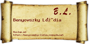 Benyovszky Lídia névjegykártya